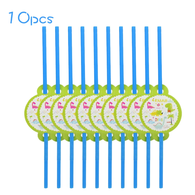 10pcs straw Мотив динозавра вечерние милый бумажный мешок подарка Беби Шауэр детский реквизит Динозавр для вечеринки детская джунгли украшения на день рождения - Цвет: 10pcs straw