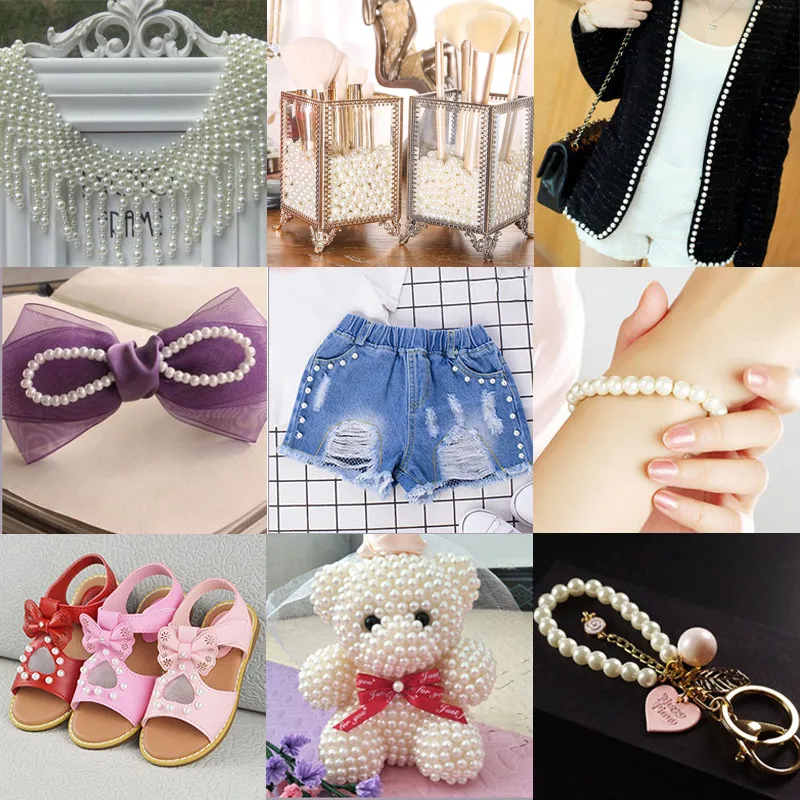 Круглые бусины из АБС пластика с прямым отверстием 4/5/6/8/10/12 мм белого цвета и