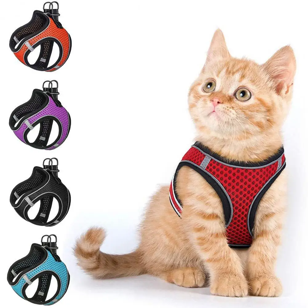 

Skin Friendly Premium Mesh Pet Cats Harness Firm Kitten Chest Strap Close Fitting for Outdoor