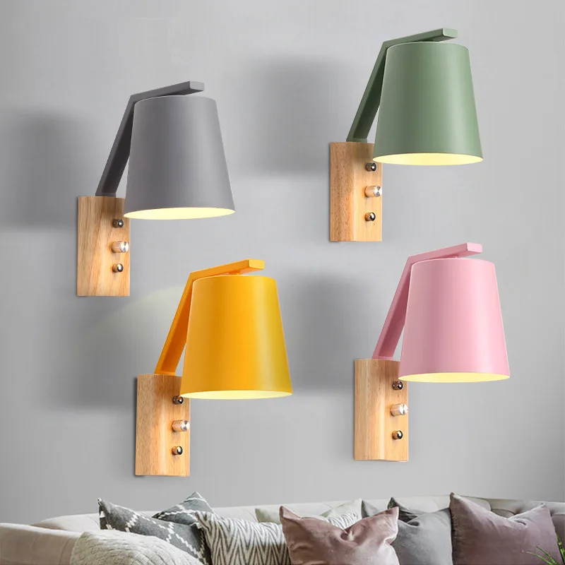Nordic Wood Art настенные лампы креативные Спальня прикроватная лампа для балкона