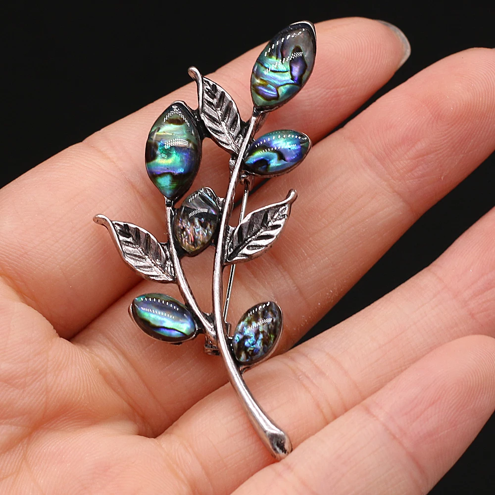 Hot Selling Natural Shell Alloy Pendant Leaf Shape White Abalone DIY Bracelet Necklace Jewelry Accessories 22x55mm | Украшения и