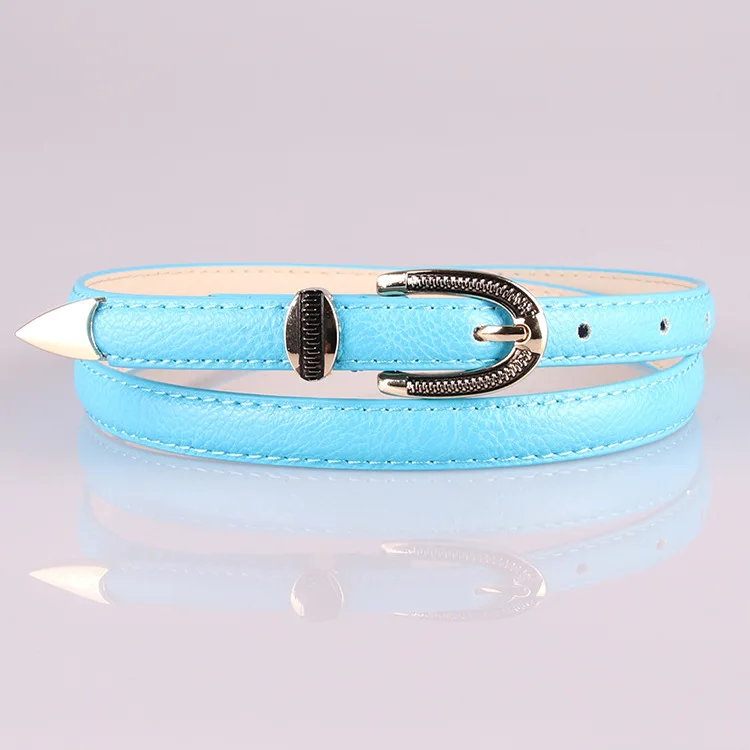 

Women's Belt Fashion Candy Color Faux Leather Buckle Skinny Belts for Women Thin Waistband Sash All-Match Dress Waist Strap