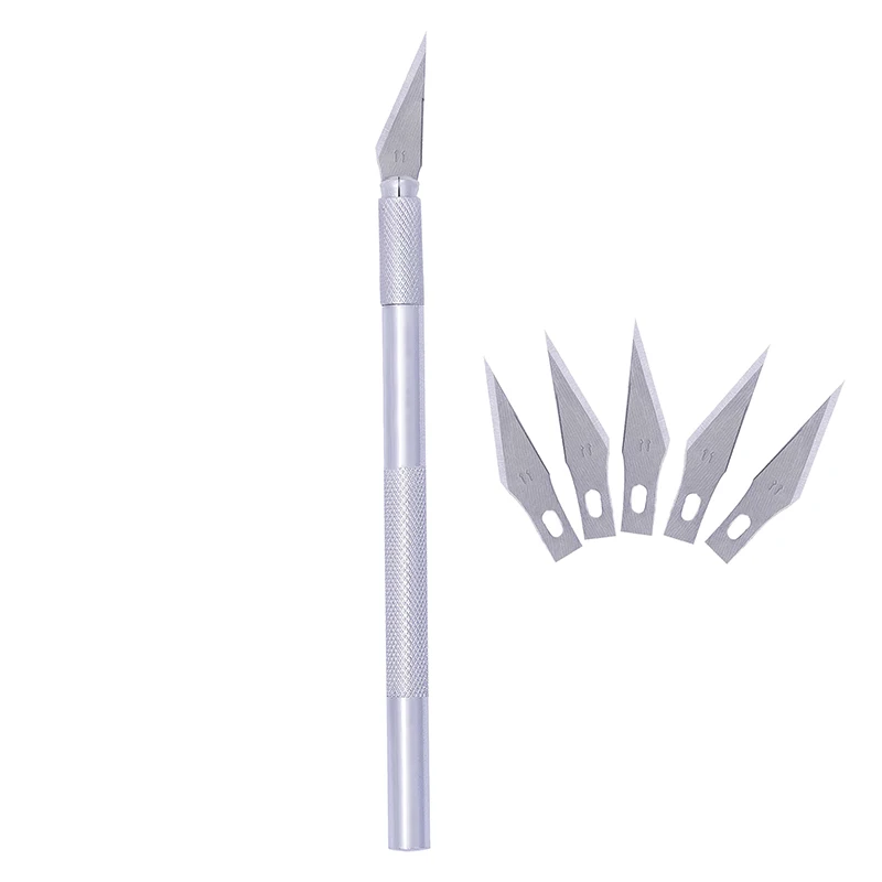 

LMDZ Professional Stainless Steel Art Work Cutting Caving Sculpture Knife Precision Knife Hobby Knife Razor Tool with 5 Bladesr