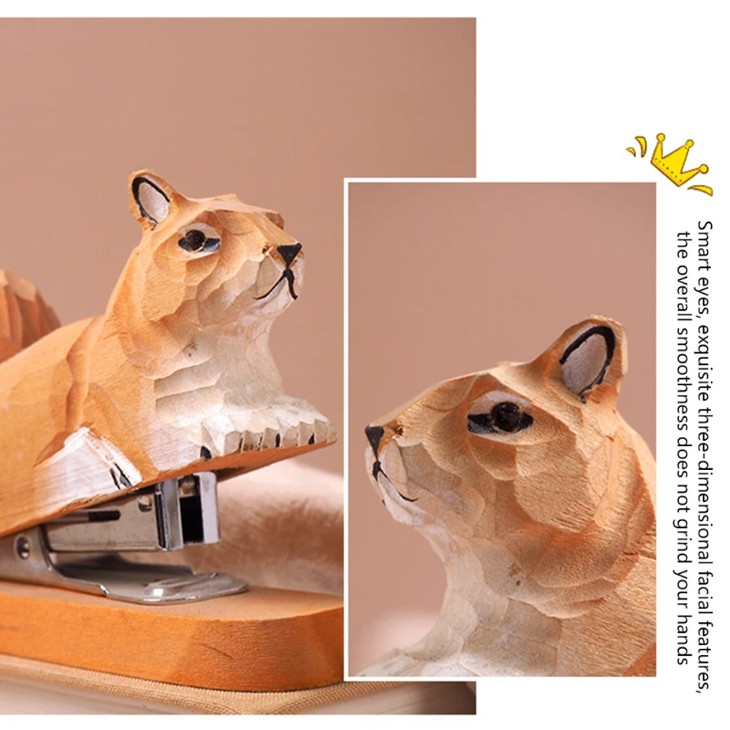 

Classic Wooden Stapler Realistic 3D Animal Stapler 10 Sheets Capacity Office Home Desktop Decorative Stapler for Teacher