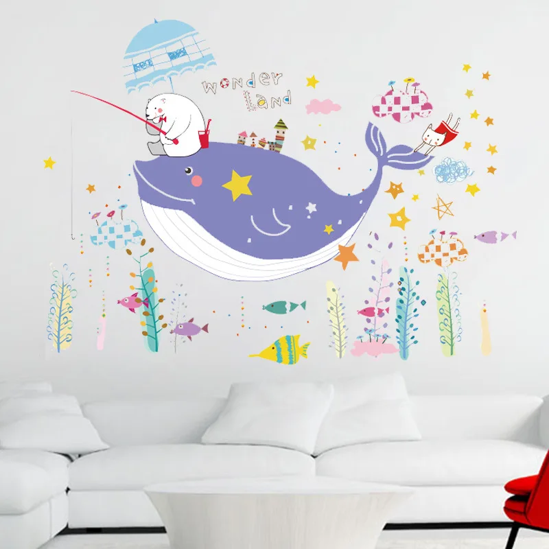 

Creative sticker dolphin The underwater world Wall stickers for kids rooms Bathroom children's room decoration Mural wallpaper