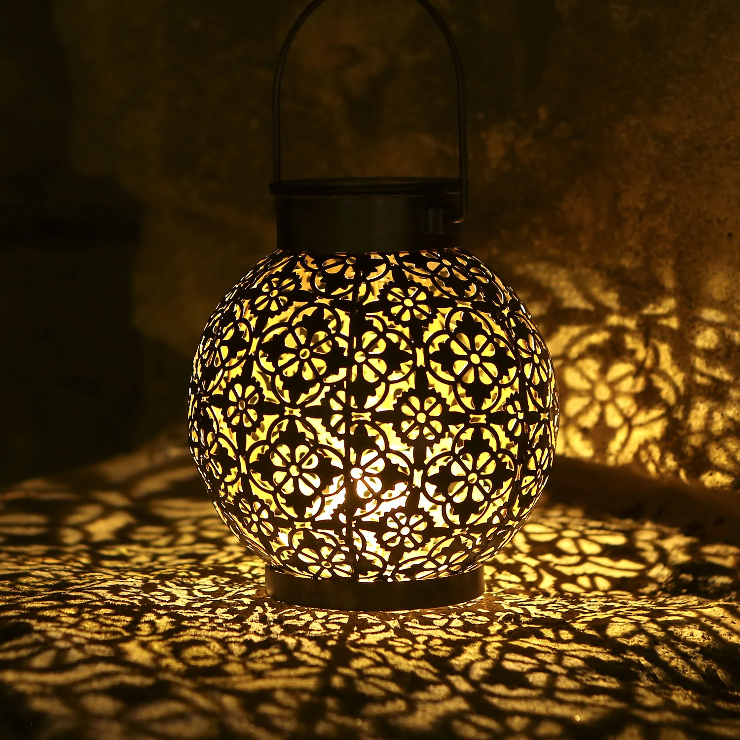 

Tomshine Outdoor Solar Lantern Light Hollowed-out Design Decorative Metal Hanging LED Lights IP44 Waterproof for Garden Decor