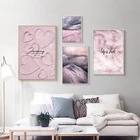 Постер с розовым фиолетовым пейзажем, Пляжная Снежная гора, перо, жизнь, красивое домашнее настенное украшение, Картина на холсте
