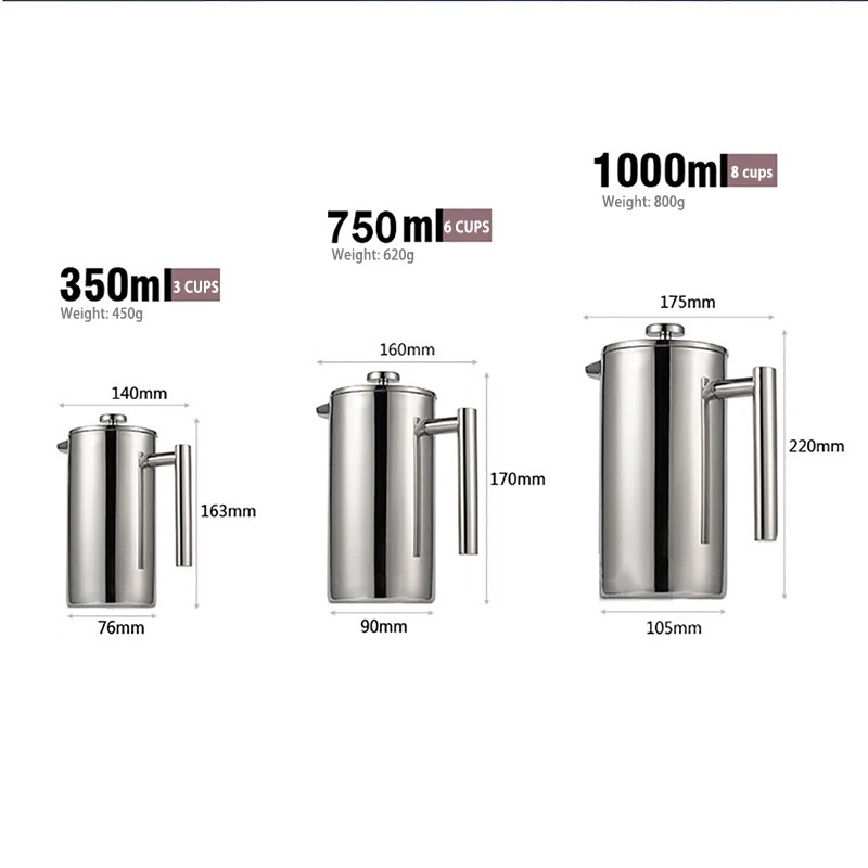 Кофейник GURET кофейник с французским прессом из нержавеющей стали Кофеварка