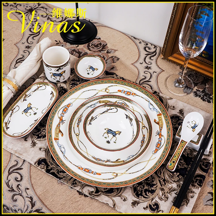 Посуда Phnom Penh Геометрическая керамическое обеденное блюдо фарфоровая десертная