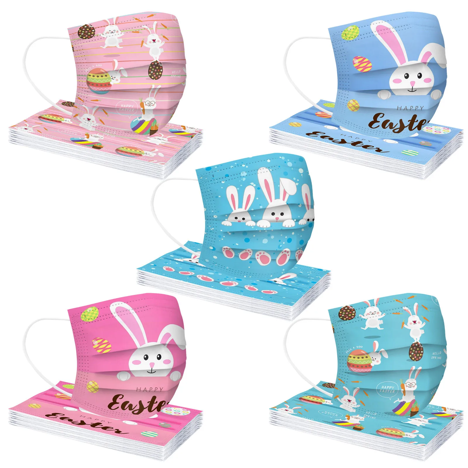 10/50/100 шт. одноразовые маски для лица с принтом кролика | Красота и здоровье