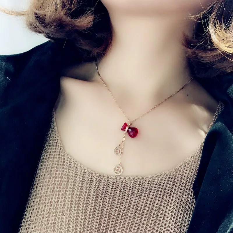 2021 Titanium стали цвета розового золота женкое ожерелье ювелирные изделия с