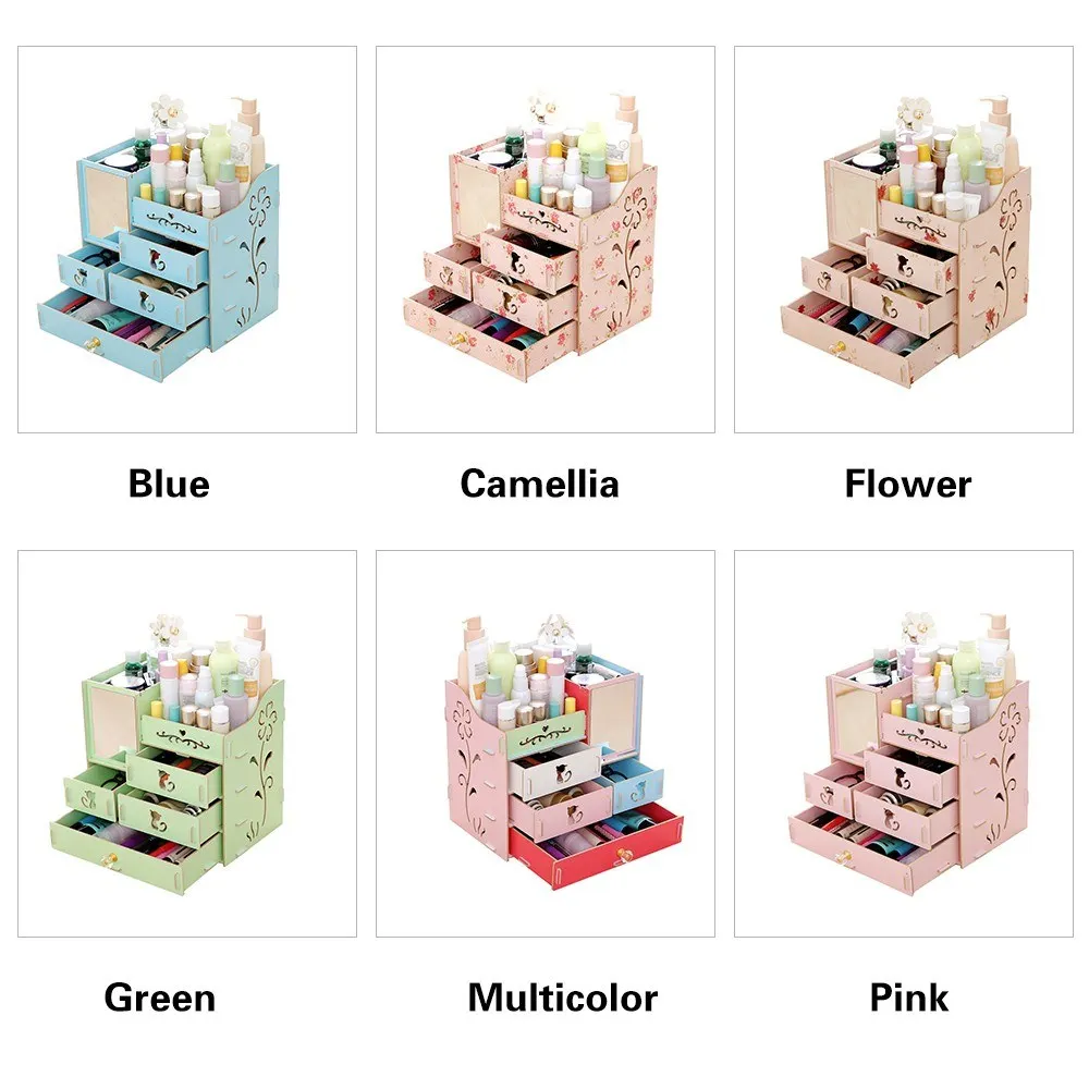 Косметическая коробка для хранения деревянная настольная стойка ящик