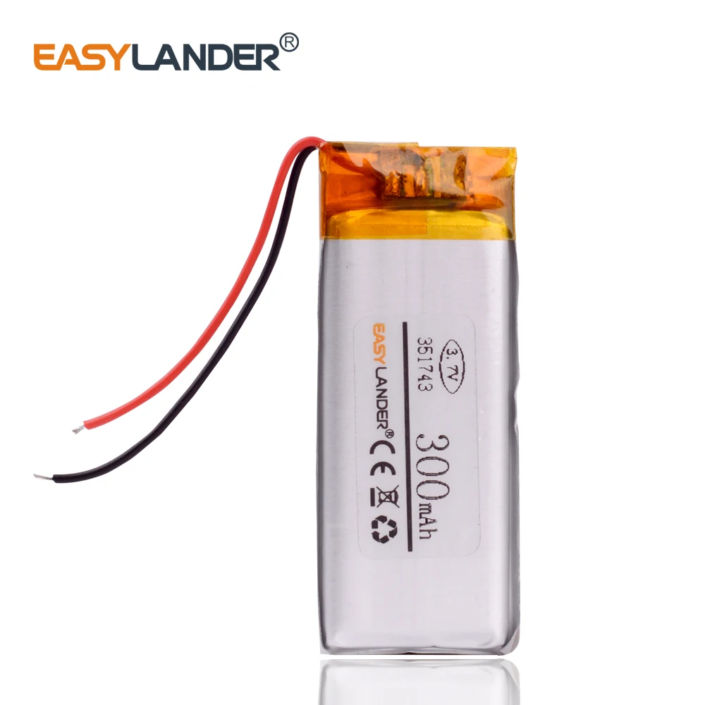 

351743 3.7V 300mAh Rechargeable li Polymer Li-ion Battery For pen MP3 MP4 Game Player speaker toys bluetooth headset 351645