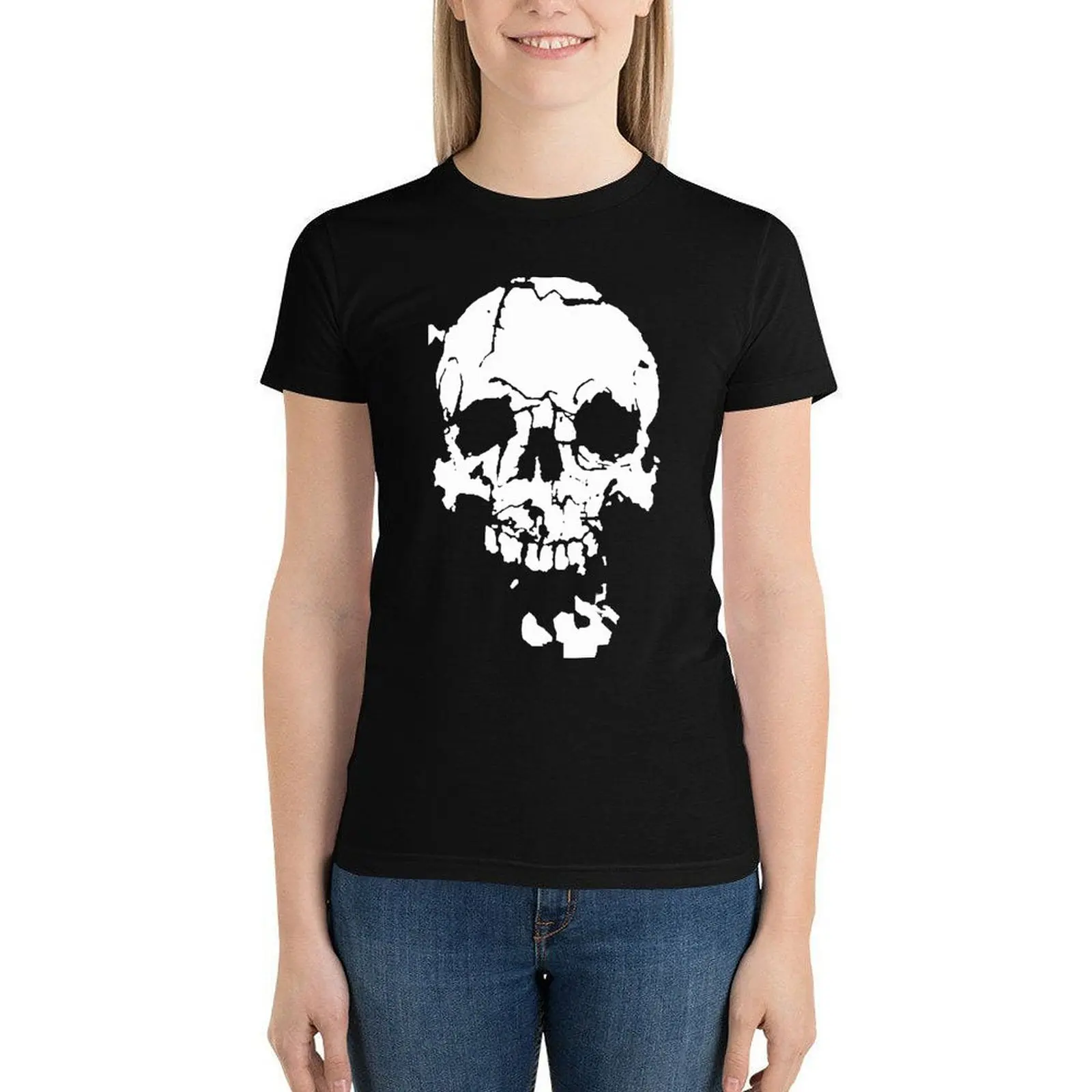 

Женская хлопковая футболка с коротким рукавом, с круглым вырезом