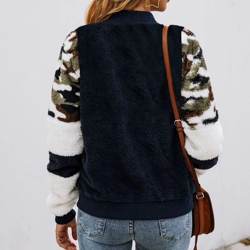 Худи в стиле милитари для женщин с длинным рукавом толстовки на молнии зимние