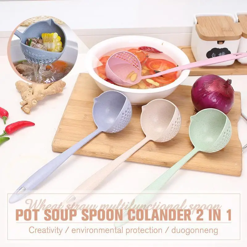Pot Soup Spoon Colander 2 In 1 Hot Dinnerware Porridge With Filter Skimmer Kitchen Utensil Long Handle | Дом и сад