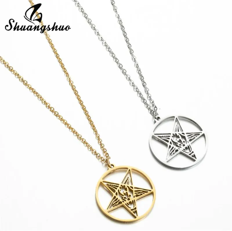 Shuangshuo сатанинский символ Bijoux Talisman Baphomet ожерелье из нержавеющей стали козья