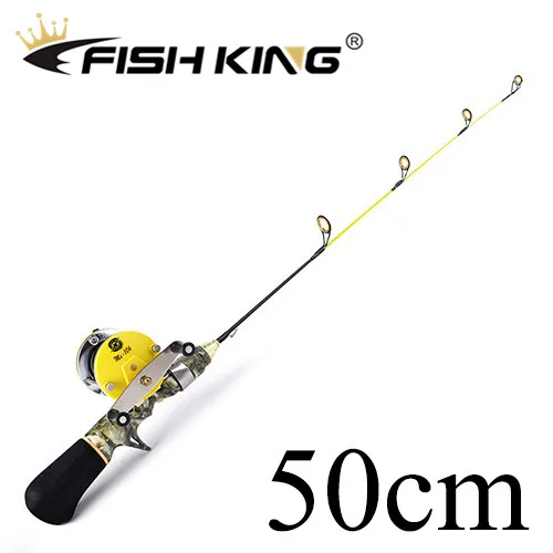 FISH KING, 50 см, 60 см, зимняя удочка для подледной рыбалки, 3,6: 1, катушка для подледной рыбалки, С. В., 10-20 г, удочка для зимней подледной рыбалки - Цвет: 50cm-combo