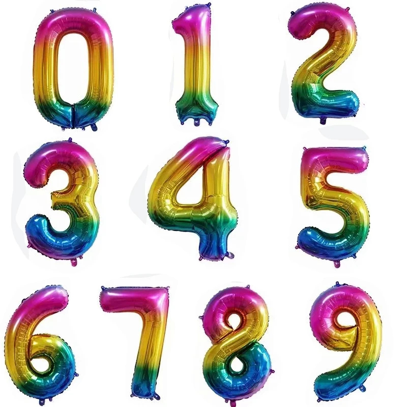rainbow 40 дюймов шар с цифрами 1, 2, 3, 4, 5 цифр гелиевые шары из фольги для детского душа 1 день рождения, вечеринки, свадьбы, декоративные шары, принадлежности - Цвет: rainbow