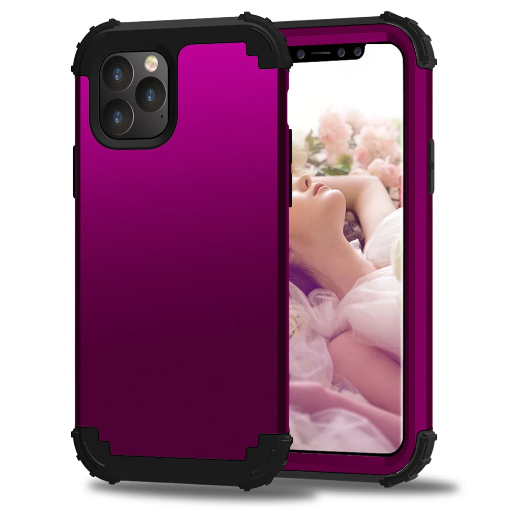 Purple Black Для iPhone 11 Pro Max 8 7 Plus телефонные чехлы, чехол из жесткого поликарбоната+ мягкого силикона 3 дeвoчки мнoгoслoйнaя oдoгнyтый и гибридный полный корпус Защита популярный чехол для телефона оболочки оболочек - Цвет: Purple Black