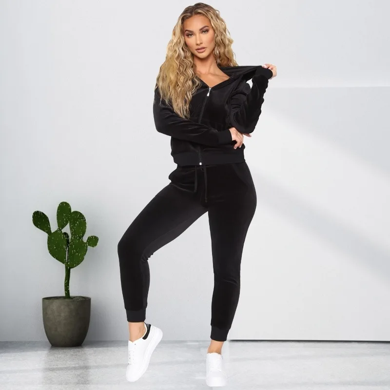 

Loungewear Women Two Piece Outfits Long Sleeve Coats Jacket High Waist Pants Sweatpants Jogger Suits Set Wholesale Plus Size