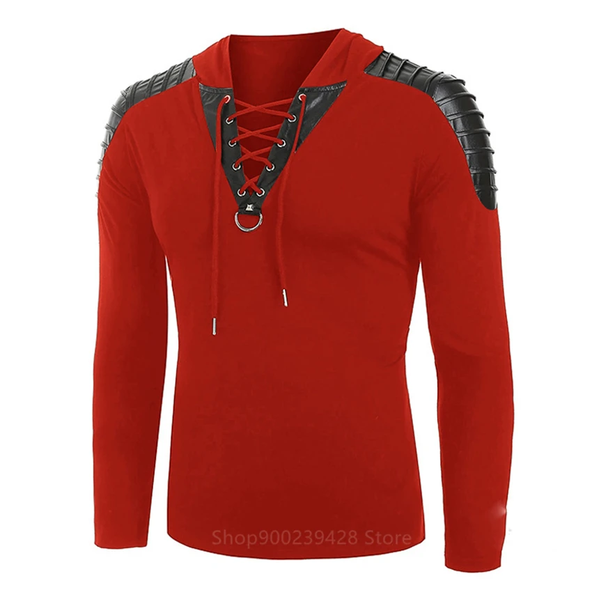 

Medieval Vintage Viking Pirate Cosplay Costumes Solid Color Punk Bandage Tops Victorian Renaissance Drama Performance Clothing