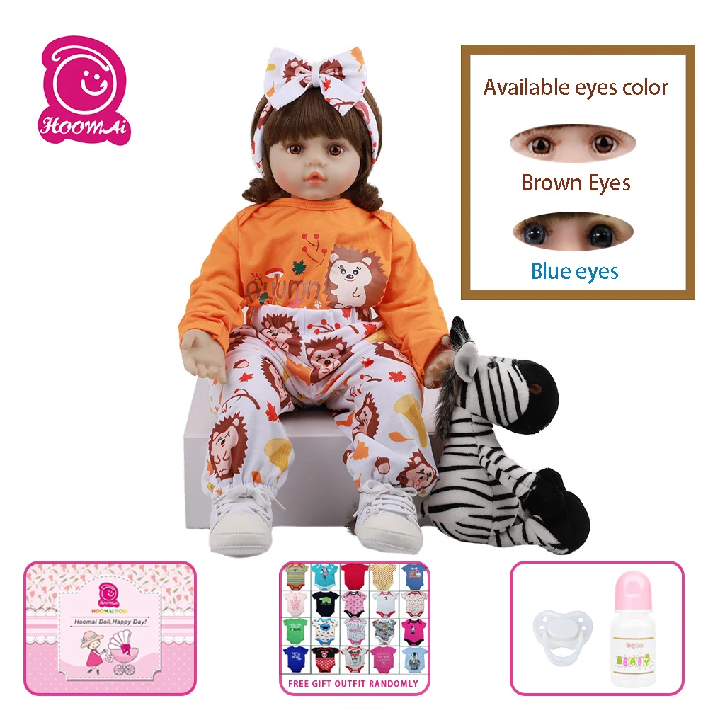 

Hoomai 60CM Newest Reborn Babies Doll Cloth Body Lovely Long Hair Girl Dolls For Children's day Xmas Gift Best Playmates