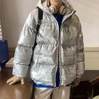 Парка мужская зимняя с капюшоном и надписью, свободного покроя