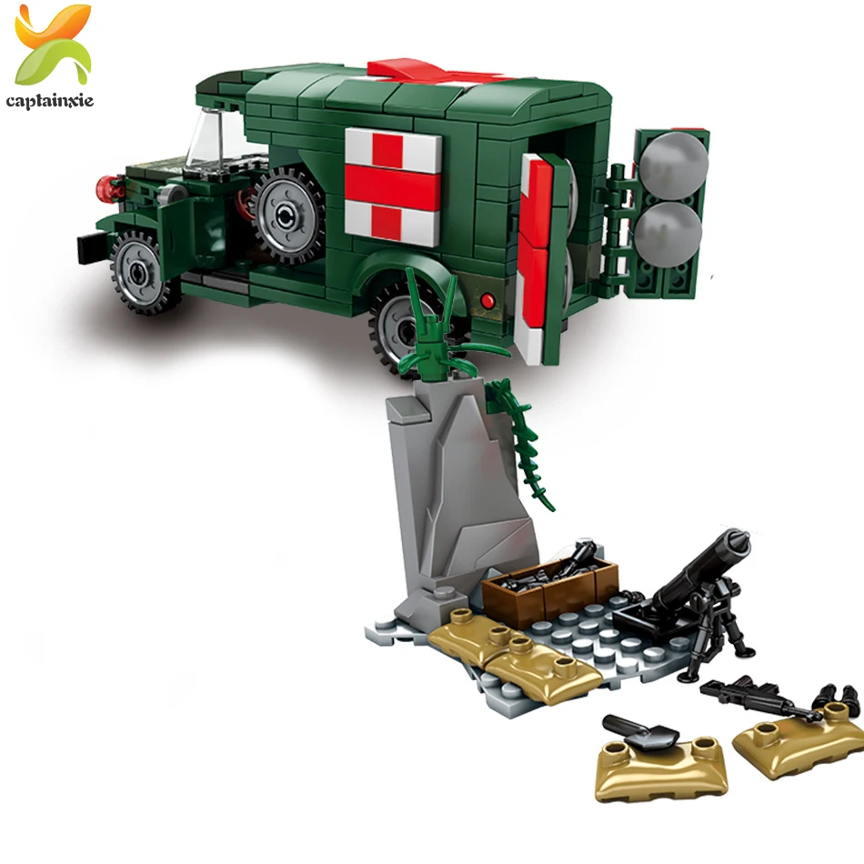 262 шт. военный автомобиль скорой помощи строительные блоки город игрушечный