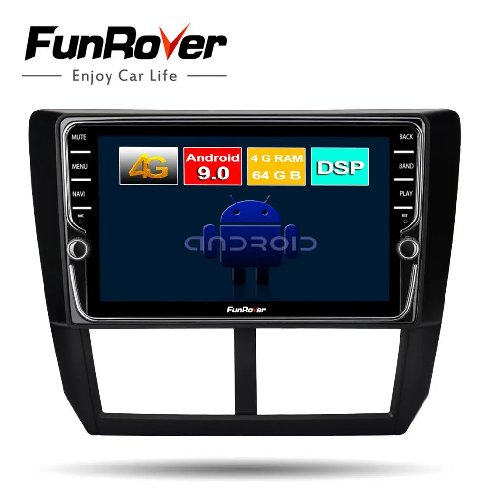 Funrover android 9,0 2 din автомобильный dvd мультимедийный плеер для Subaru Forester 2008-2012 радио gps Восьмиядерный 4G+ 64G Разделенный экран navi