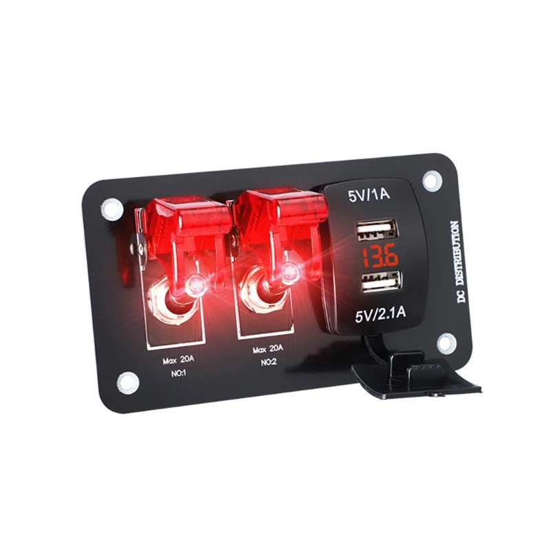 

2 Позиции ВКЛ./ВЫКЛ. Зарядное устройство с панелью USB разъем питания вольтметр прикуриватель переключатель для грузовиков кораблей автодомо...