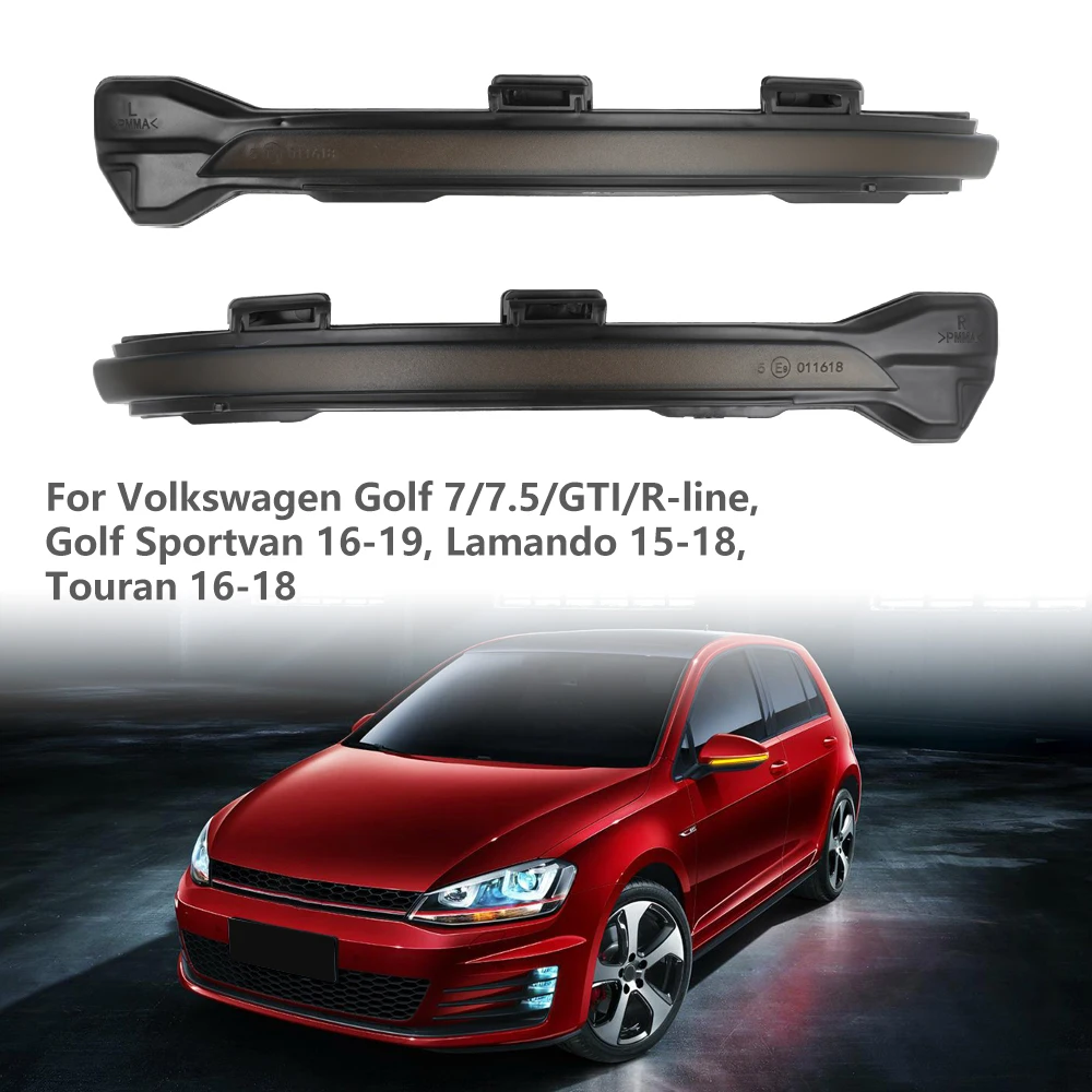 

Side Mirror Light LED Turn Signal Lamp Reflector Black for Volkswagen Golf 7 7.5 GTI R-line Golf Sportvan Lamando Touran