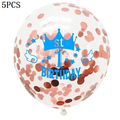 1/2/3 Years Old Baby Kids Birthday 12inch Crown Confetti Transparent Latex Balloon Set Boy Girl Happy Party Supplies | Дом и сад