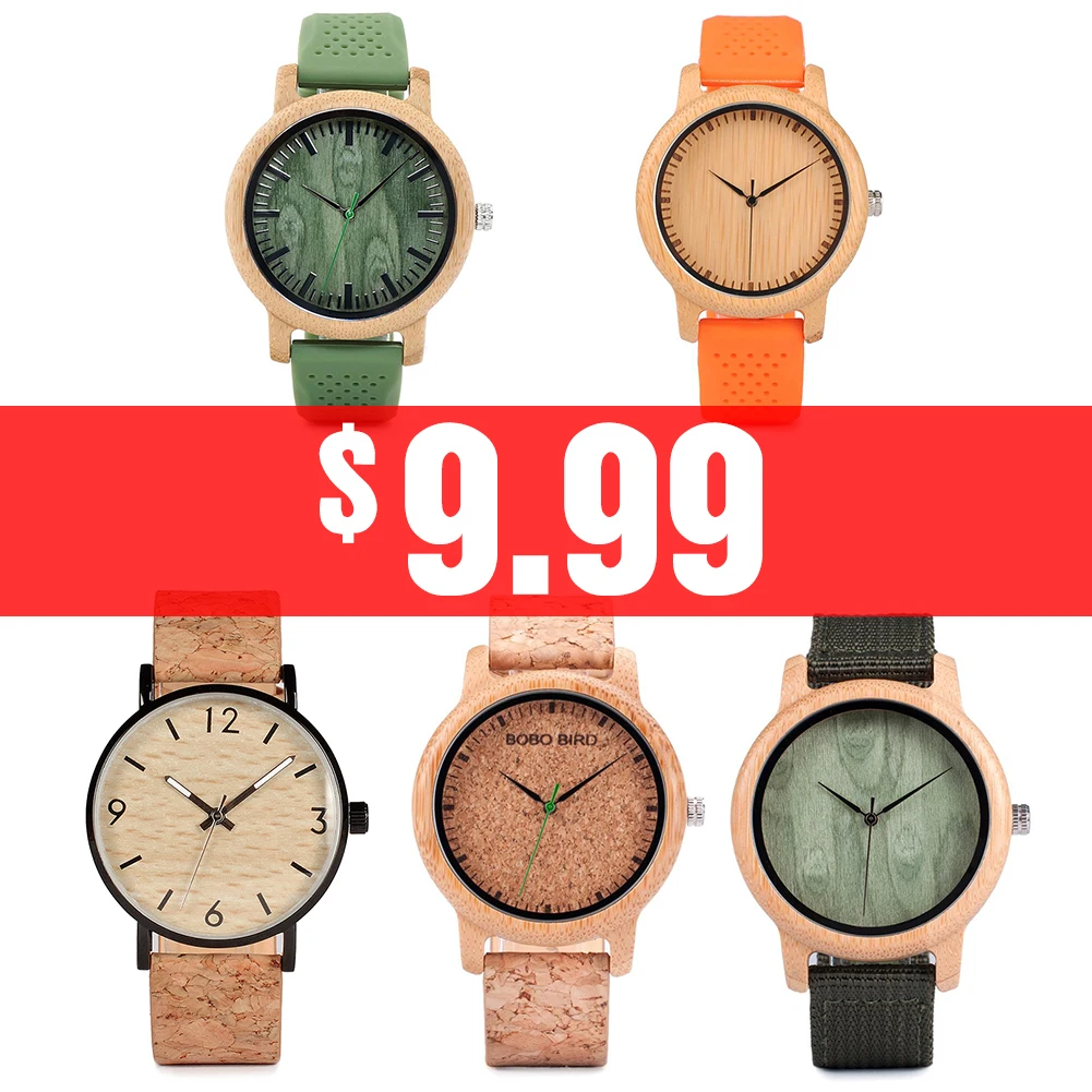 Парные часы BOBO BIRD деревянные мужские бамбуковые женские наручные с кожаным