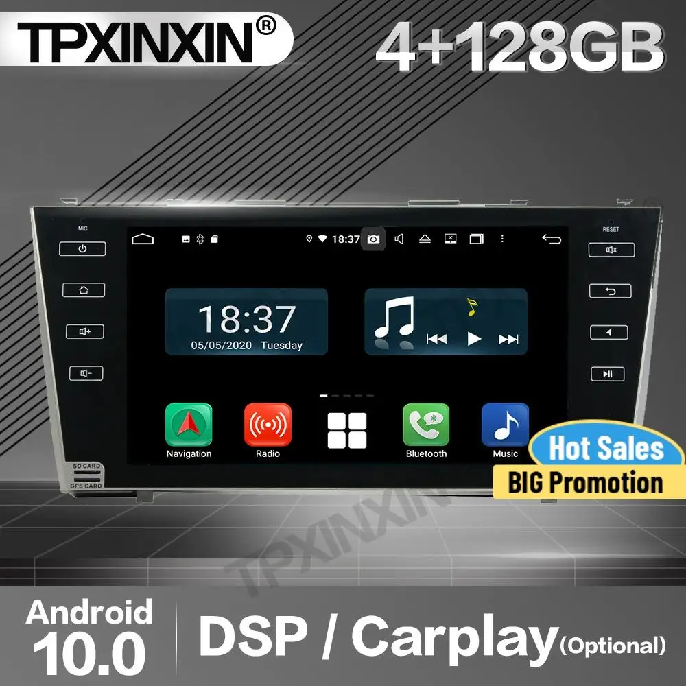 

4+128G Carplay Car Radio 2 Din Stereo Receiver Android For Toyota Camry 2007 2008 2009 2010 2011 GPS Navi Player Audio Head Unit