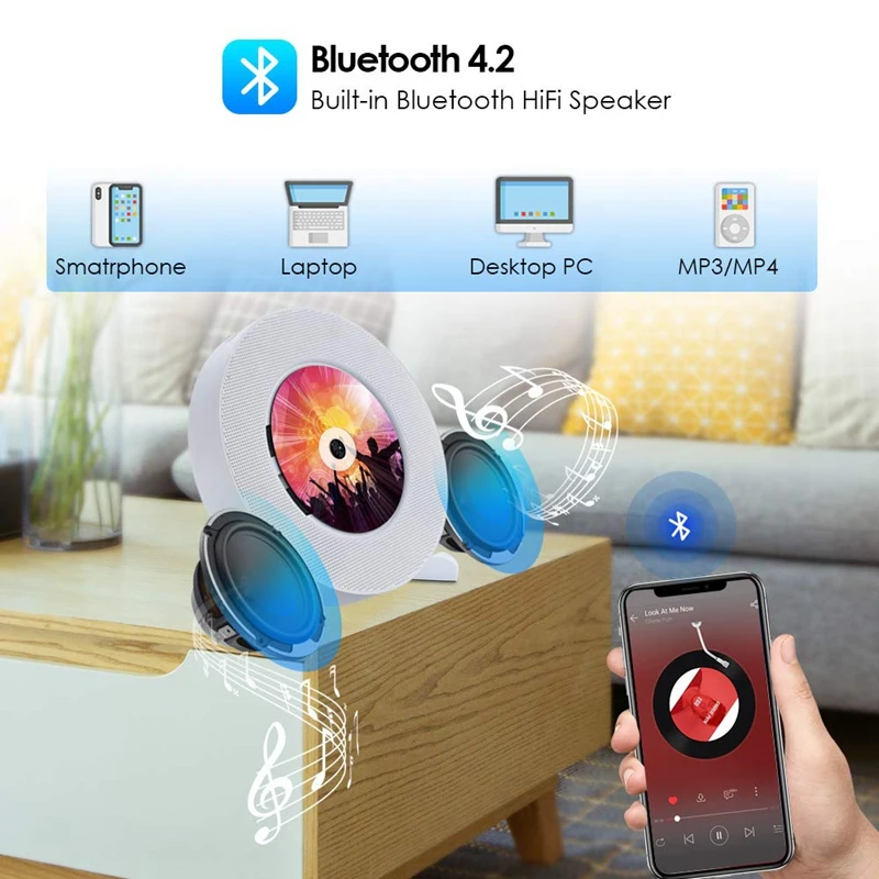 Portable DVD Player with HDMI Output 1080P Wall Mountable CD Remote Control for Home Built-In HiFi Speakers FM Radi | Электроника