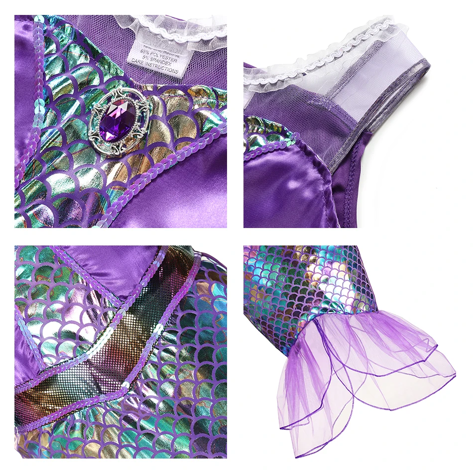 Mermaid Ariel Princess Girl Dress Cosplay Costumes for Kids Baby Up Sets Children Halloween Clothing | Детская одежда и обувь