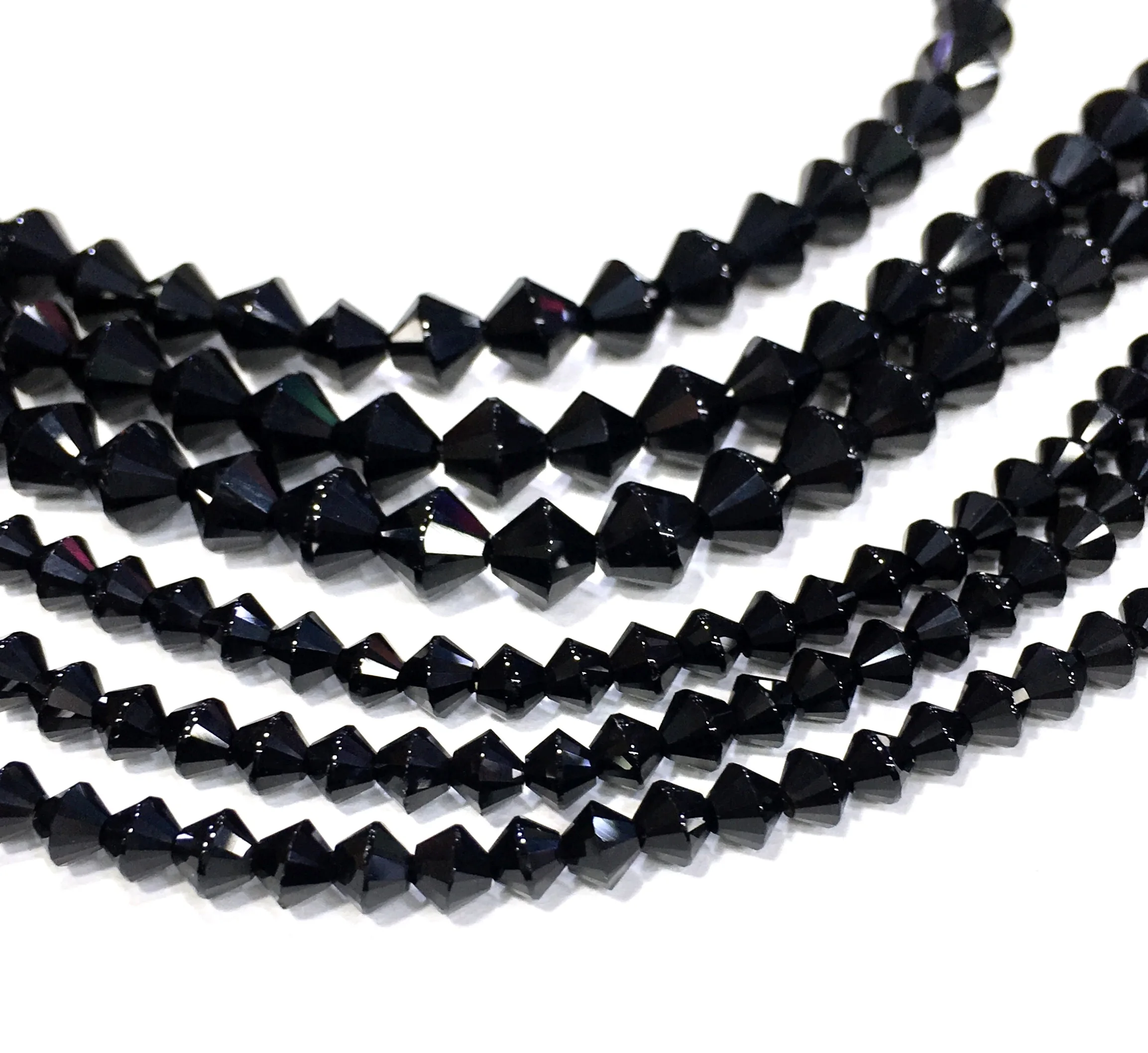 Биконовая свободная бусина из натурального черного оникса для самостоятельного