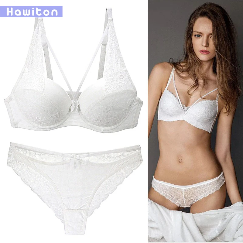 Hawiton белый сексуальный кружевной бюстгальтер набор для женщин регулируемые