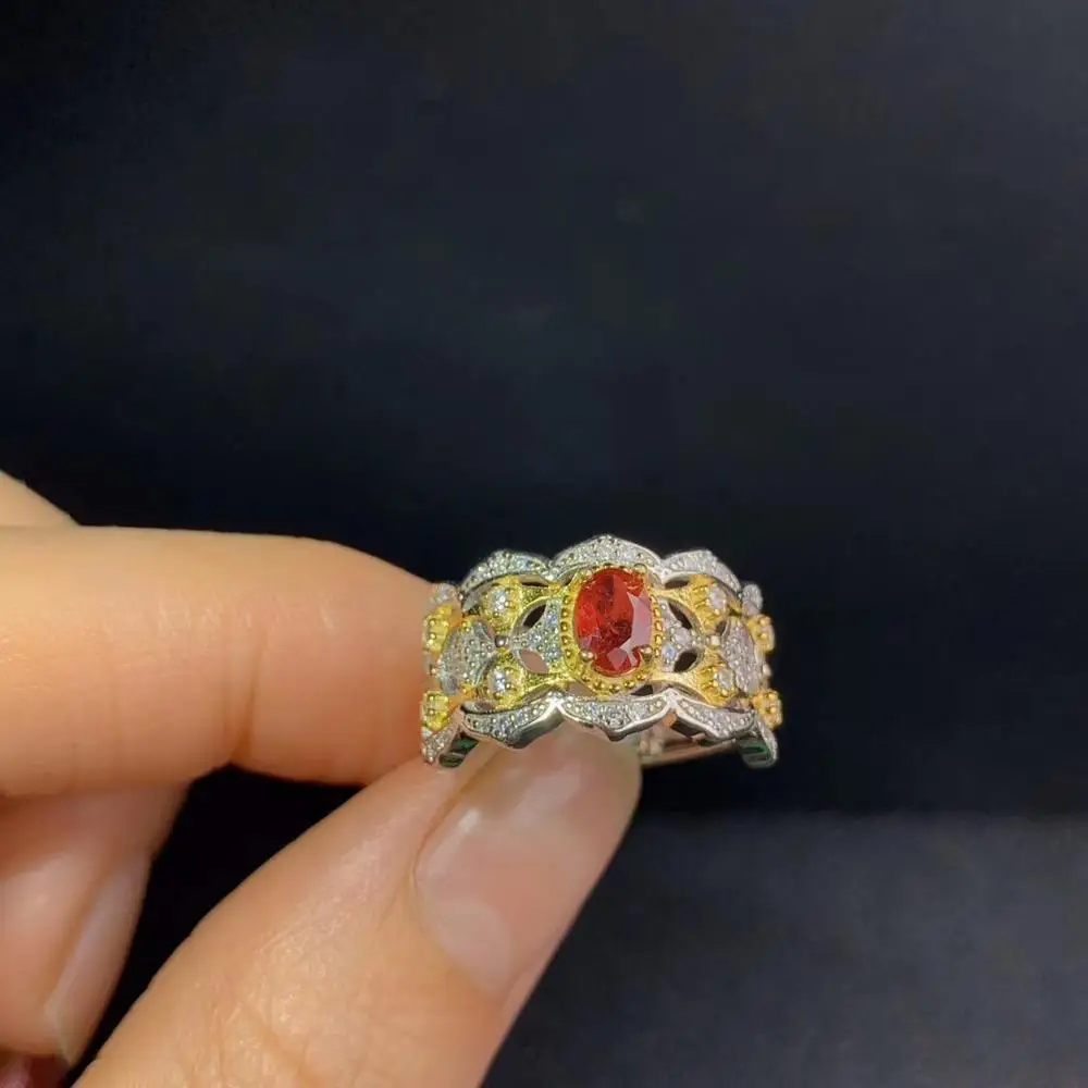 Мужское серебряное кольцо с красным Рубином из серебра 925 пробы натуральным