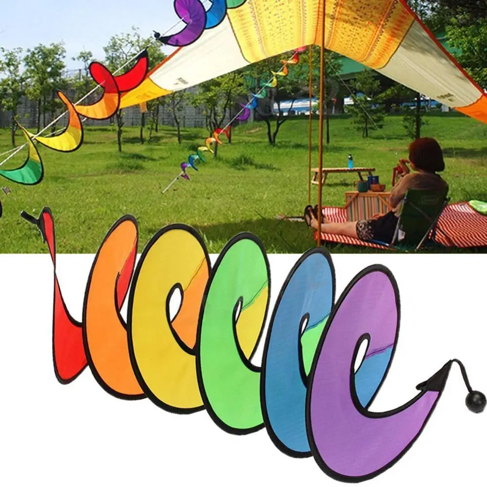

Rainbow Wind Spinner Colorful Tent Lanyard Foldable Yard Outdoor Decor Tent Family Camping Camp Tent Windmill Spir