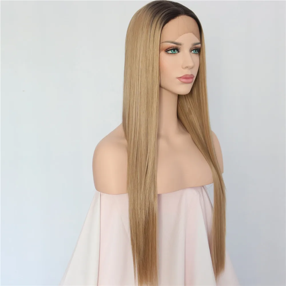 Искусственные волосы для женщин Lvcheryl длинные шелковистые прямые с темными