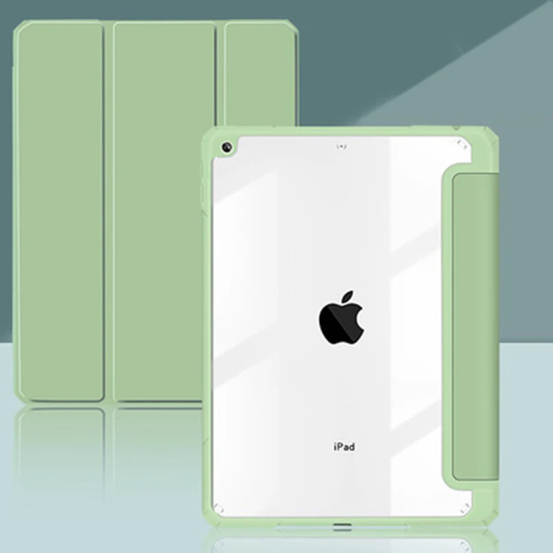 

For iPad 2020 8th Gen Case 10.2 built-in Pencil Holder Smart Funda for IPad Air 4 10.9 Acrylic Soft Edge Hard Shell Capa