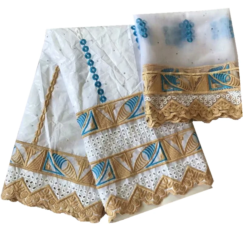 

latest bazin riche getzner high quality cotton african bazin riche fabric with tulle lace 5+2yards