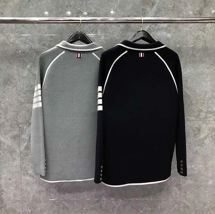 

2021 Fashion Brand Jacket Men Wool Casual Suit Slim Fit Men's Blazer Wool Autumn Winter Coat Striped Cardigan Sweater