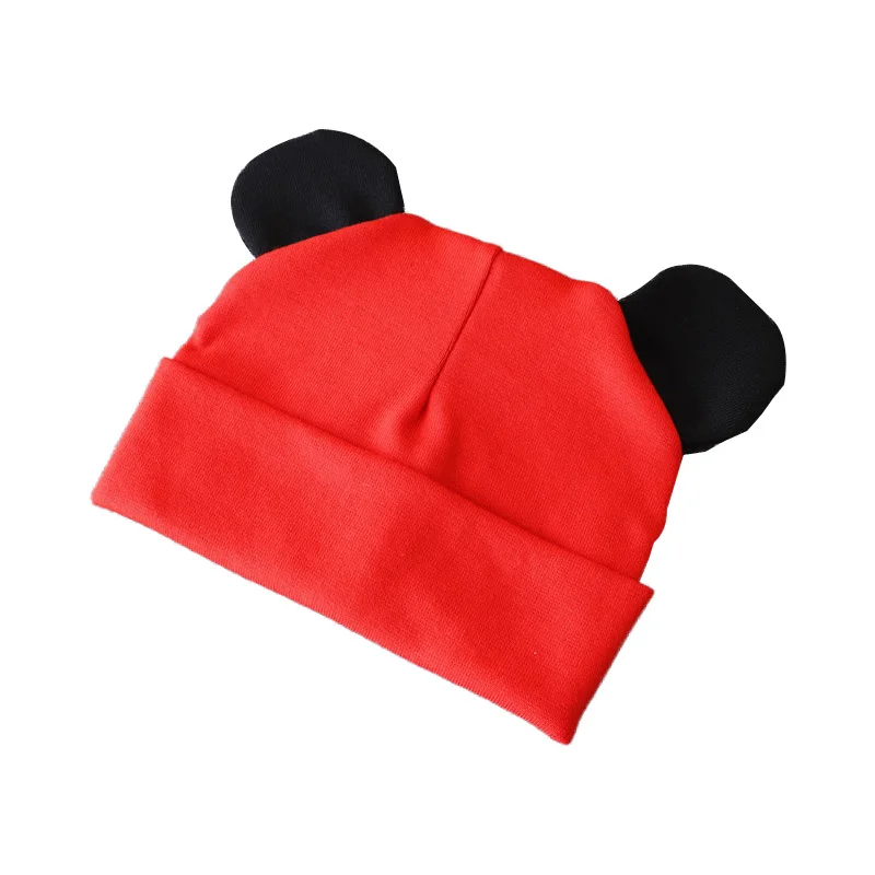 Red black Новая шапочка для малыша с героями мультфильма для девочек, хлопковая детская шапочка с ушками, эластичные детские шапки, аксессуары для малышей, шапка для маленьких мальчиков, 21 цвет - Цвет: Red black