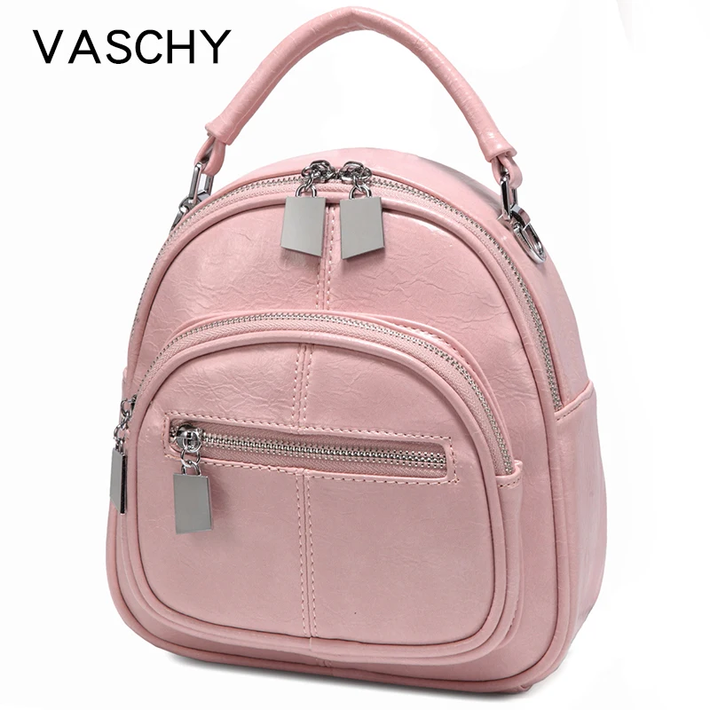 VASCHY Women Mini Backpack Fashion Backpack Shoulder Bag for Teenage Girl Children Ladies Solid Color School Backpack Travel Bag