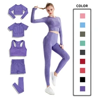 yoga tracksuit 235 pcs seamless workout sportwear crop top high waist leggings outfits fitness sets female gym clothing