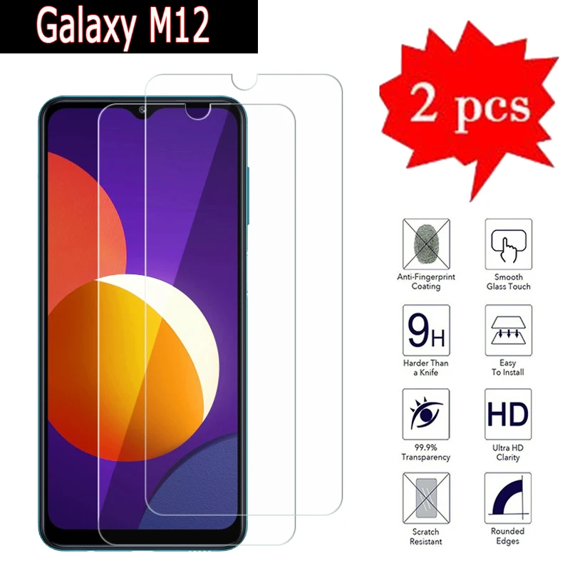 

2-1Pcs Premium Glass For Samsung M12 Cover Phone Protection Film On Samsung Galaxy M12 M 12 9H Explosion Proof Tempered Glass