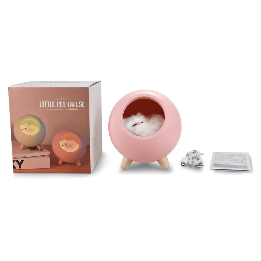 

Cat Pet House Ambience Lamp Usb Charging Cute Cartoon Mini Led Night Light Bedside Lamp Bedroom Decor
